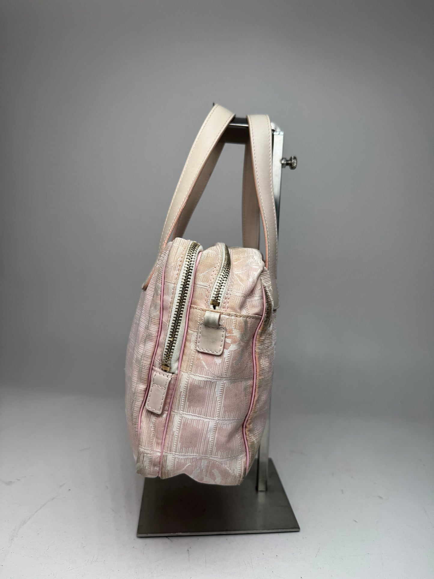 Vintage Chanel Monogram Handbag Pink white