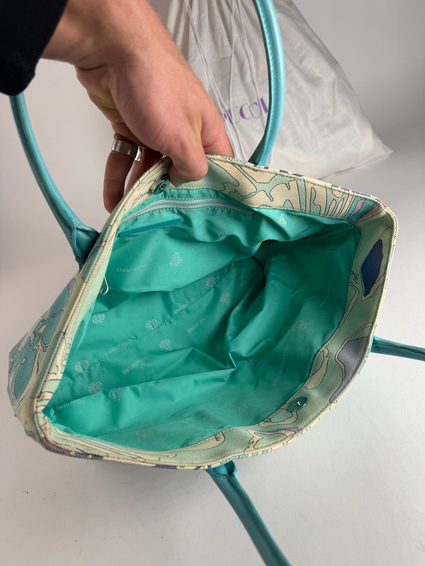 Vintage Emilio Pucci Abstract handbag Blue Turquoise