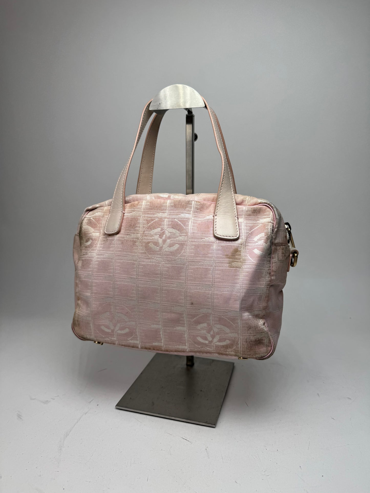 Vintage Chanel Monogram Handbag Pink white
