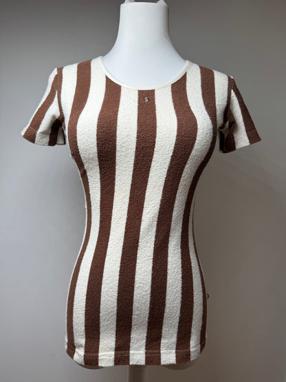 Vintage Fendi Roma Striped Shirt white brown 36/S