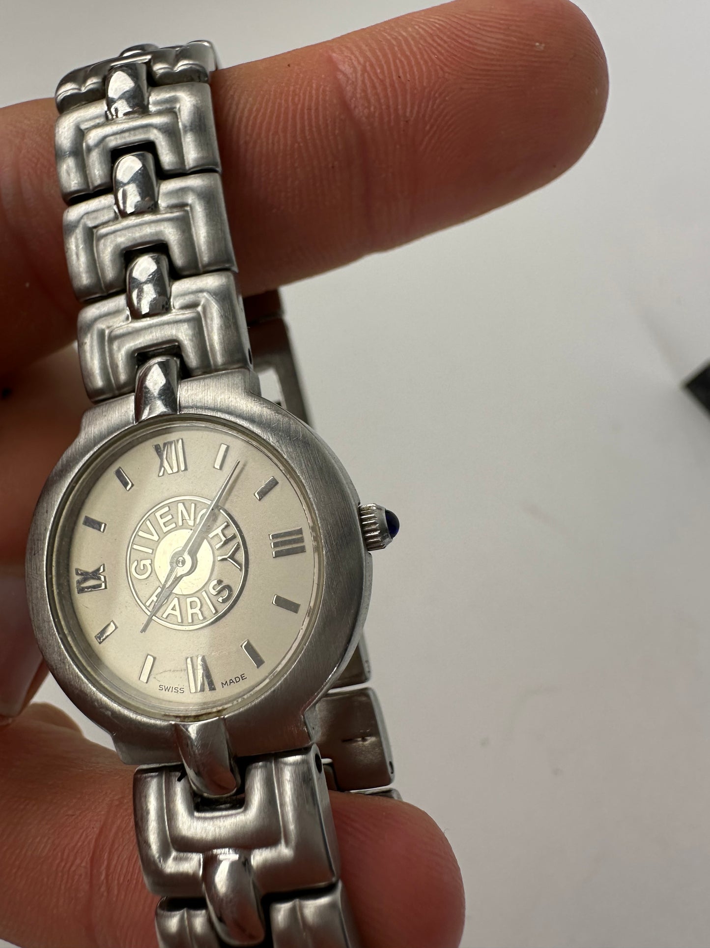 Vintage Givenchy Quartz Watch Silver White