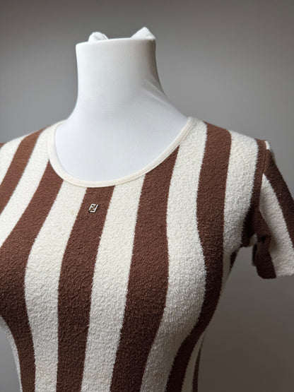 Vintage Fendi Roma Striped Shirt white brown 36/S