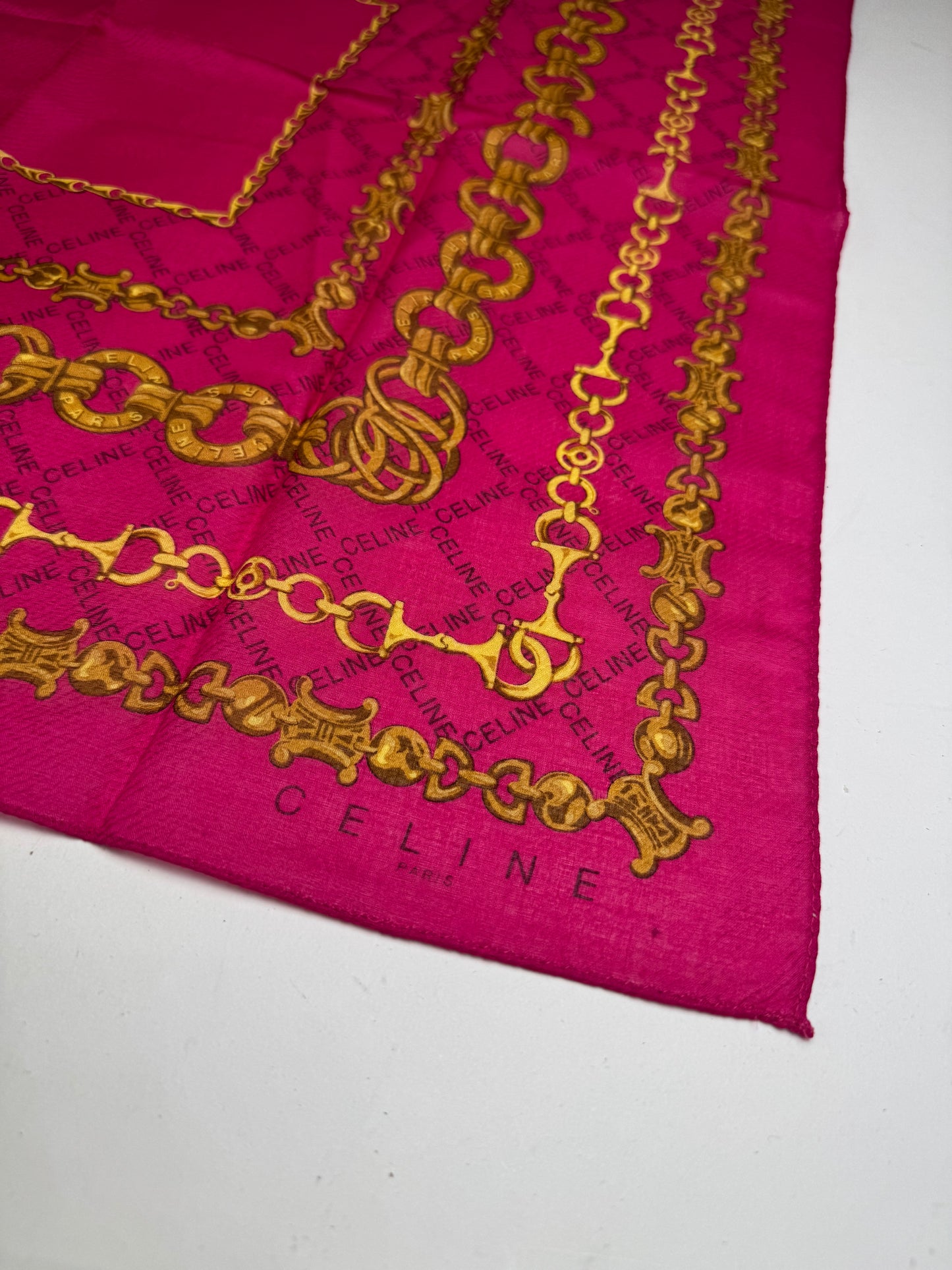 Vintage Celine Paris Scarf Purple Gold