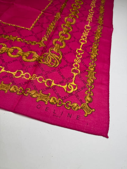 Vintage Celine Paris Scarf Purple Gold