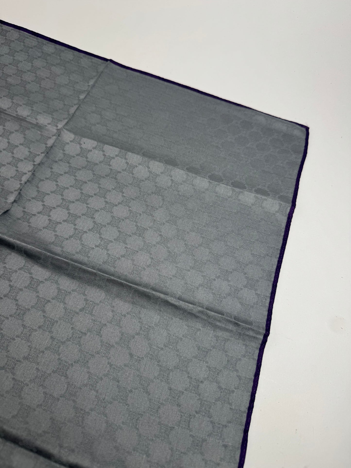 Vintage Celine Triomphe Monogram Scarf Grey black