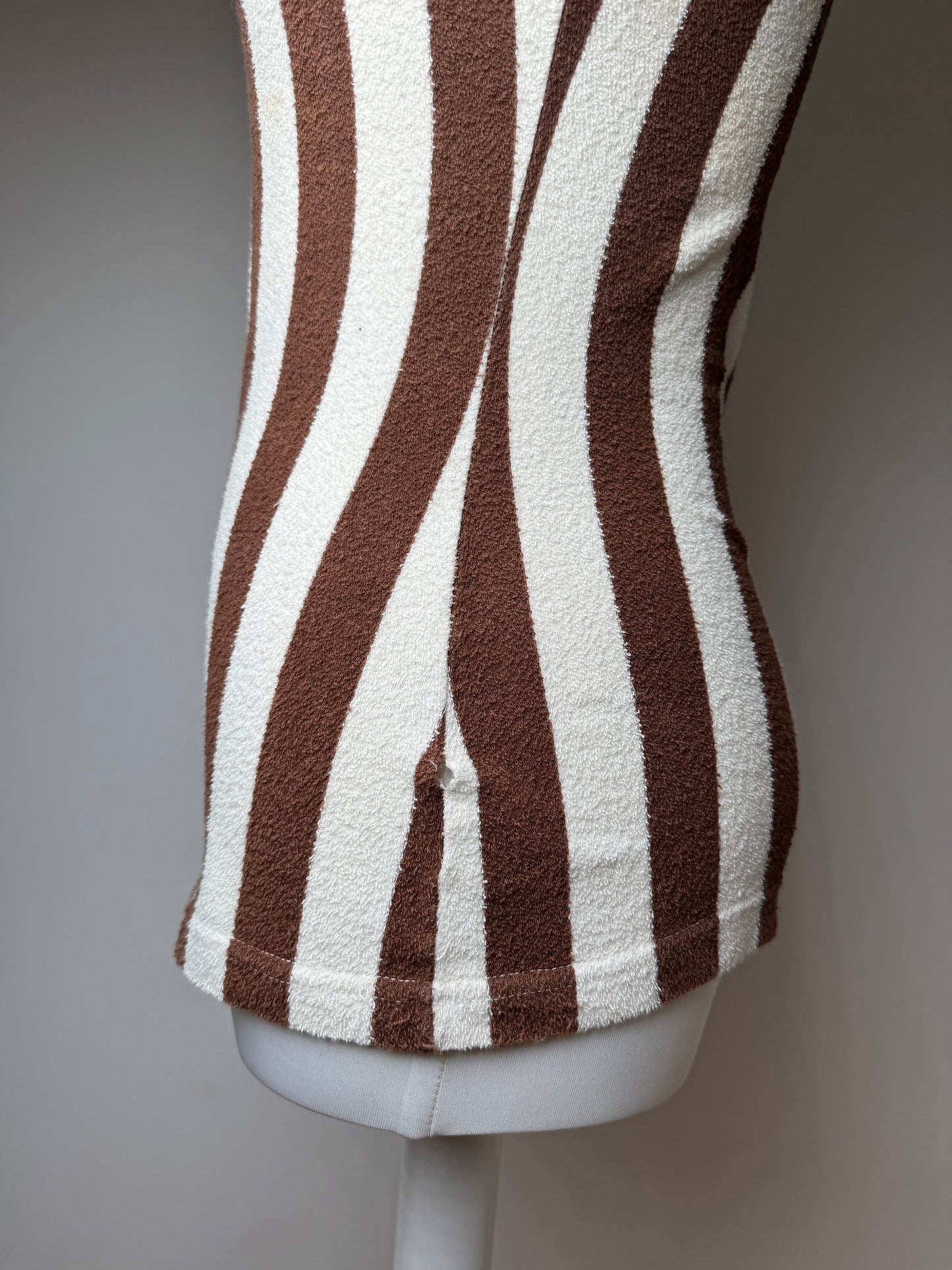 Vintage Fendi Roma Striped Shirt white brown 36/S