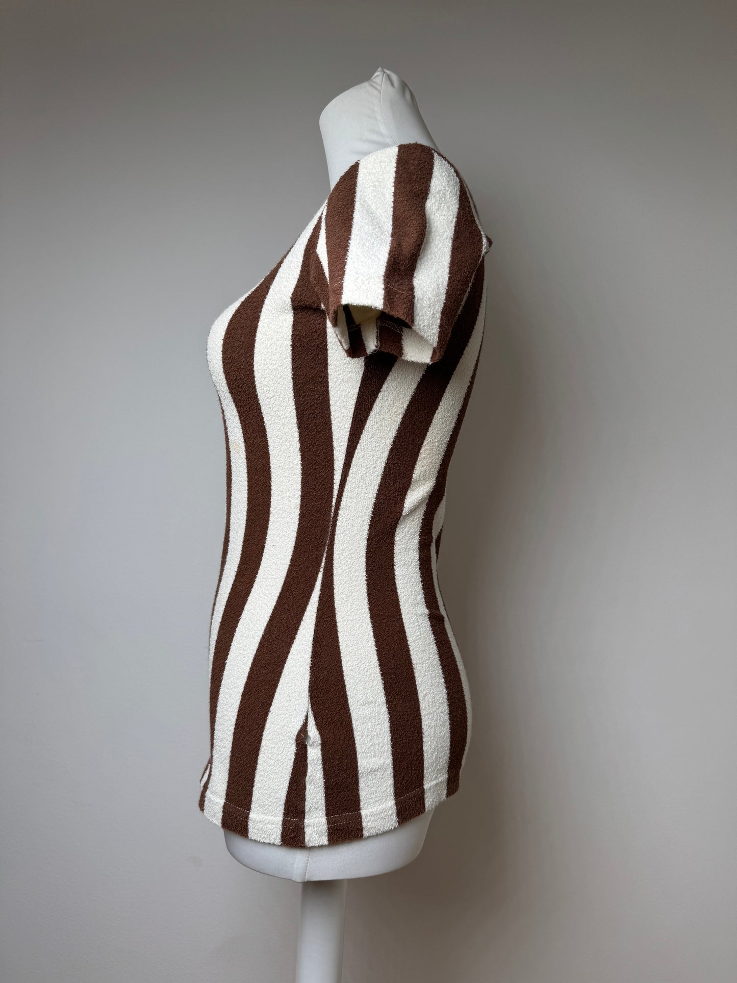 Vintage Fendi Roma Striped Shirt white brown 36/S