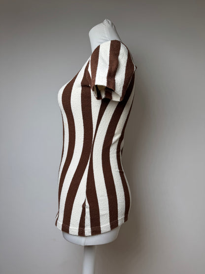 Vintage Fendi Roma Striped Shirt white brown 36/S