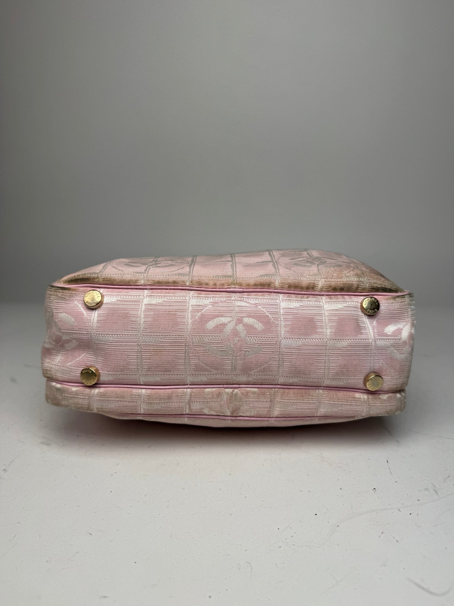 Vintage Chanel Monogram Handbag Pink white
