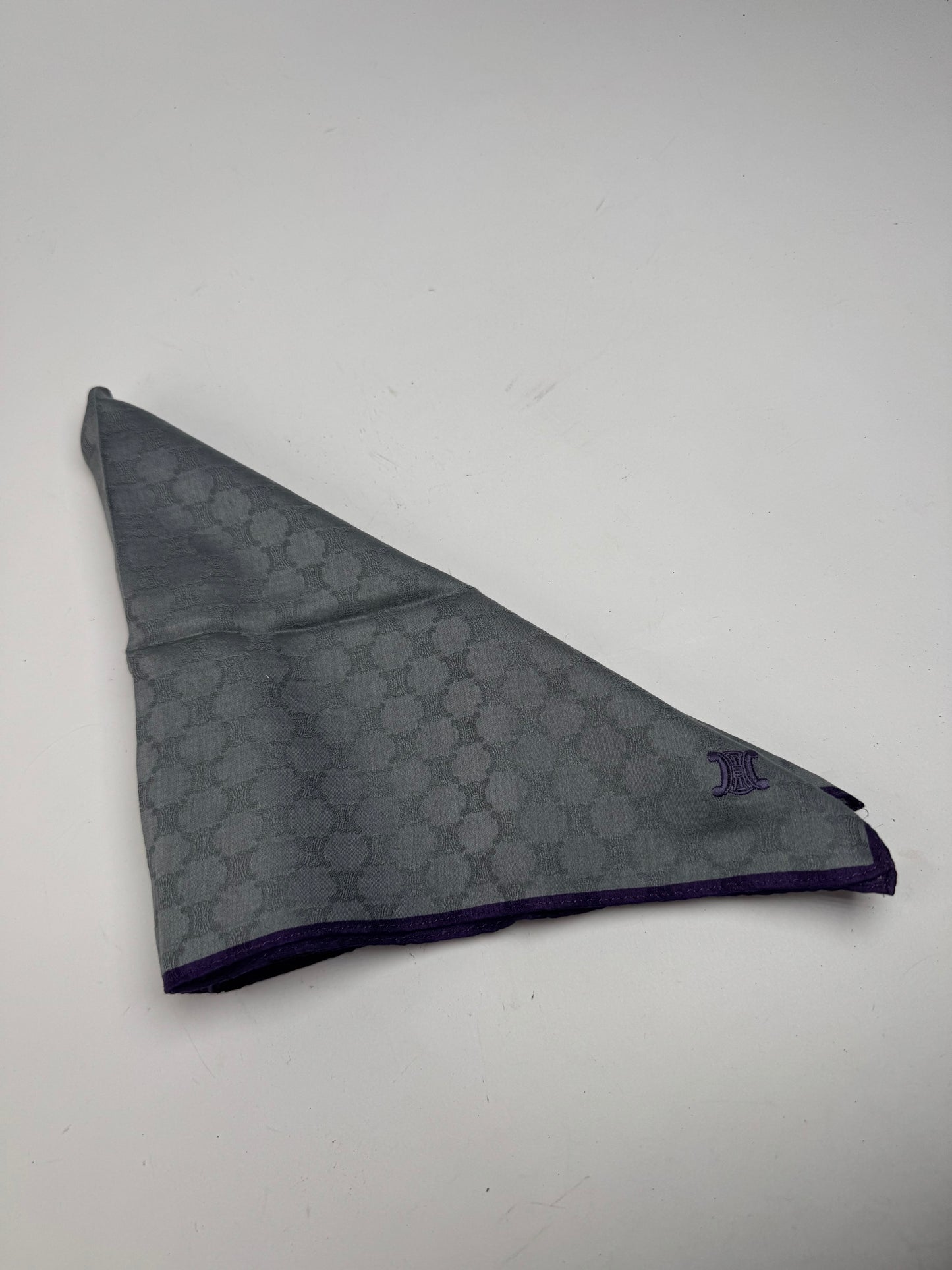 Vintage Celine Triomphe Monogram Scarf Grey black