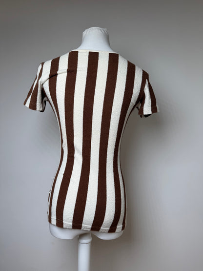Vintage Fendi Roma Striped Shirt white brown 36/S