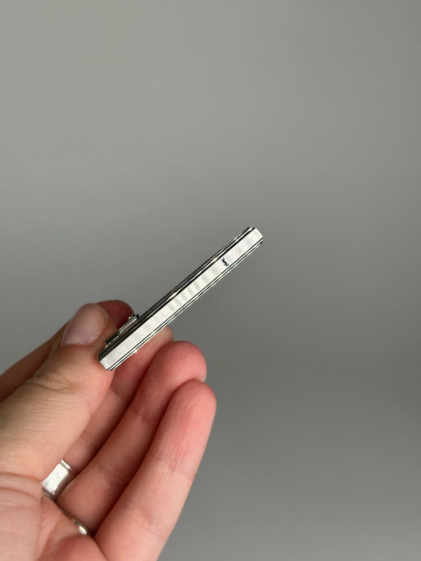 Vintage Yves Saint Laurent Cufflinks & Tie/money Clamp Set silver steel