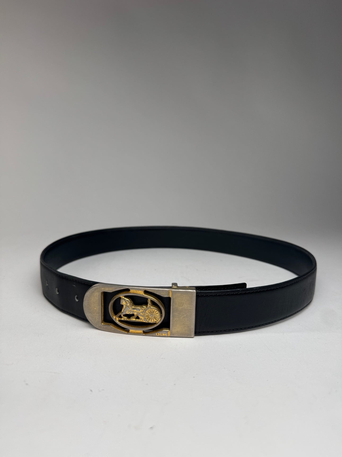 Vintage Celine Paris leather belt black