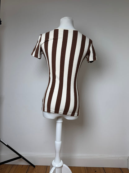 Vintage Fendi Roma Striped Shirt white brown 36/S
