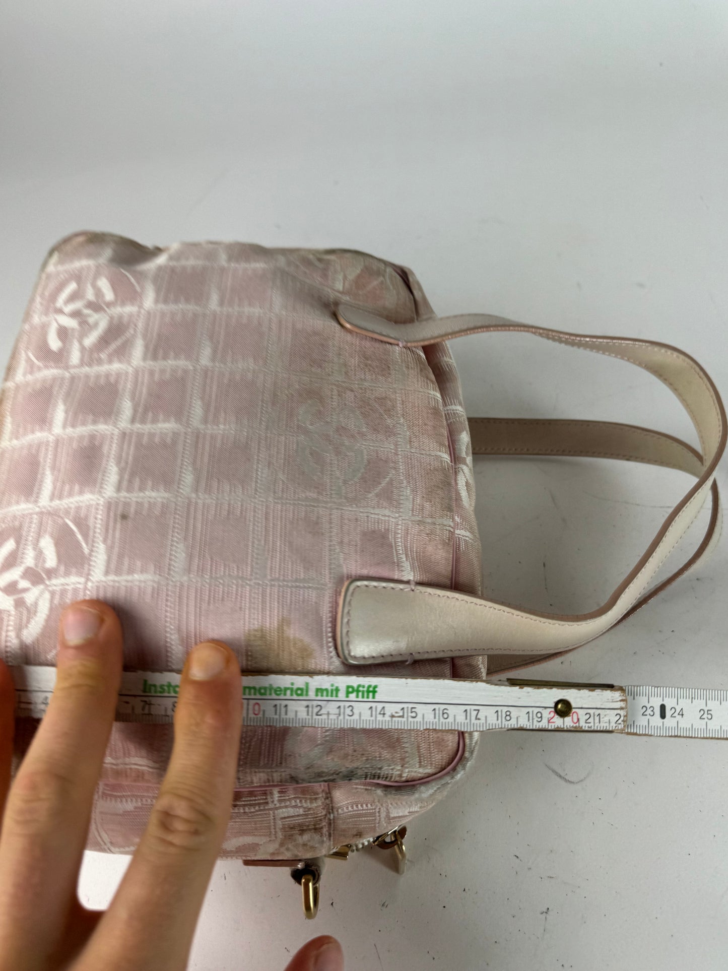 Vintage Chanel Monogram Handbag Pink white