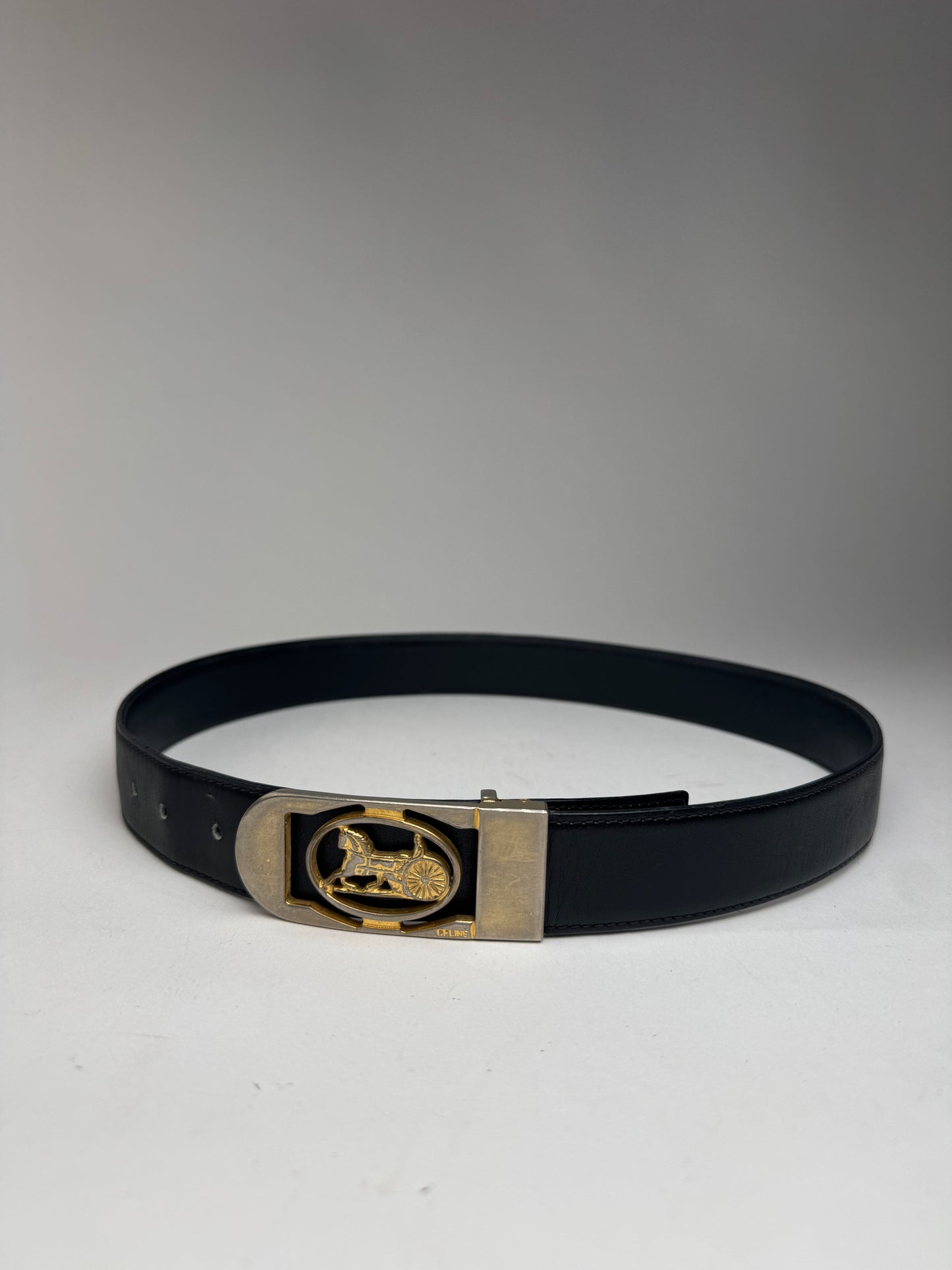 Vintage Celine Paris leather belt black