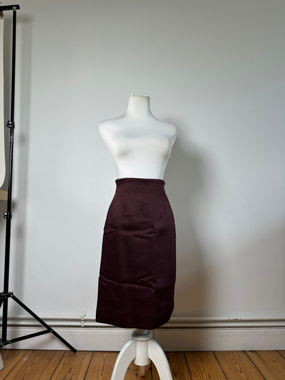 Vintage Celine Wool Blend Skirt Burgundy M