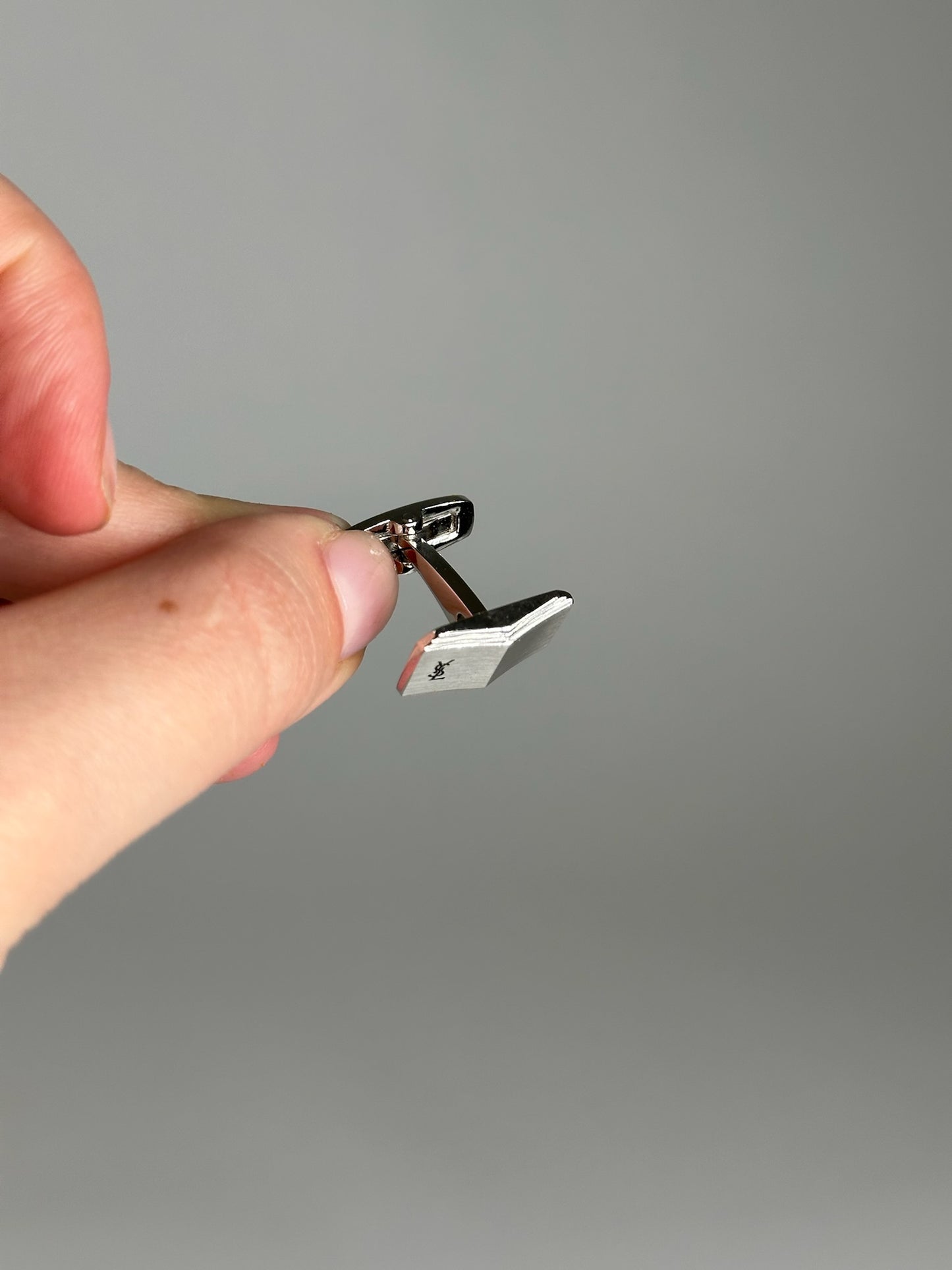 Vintage Yves Saint Laurent Cufflinks & Tie/money Clamp Set silver steel