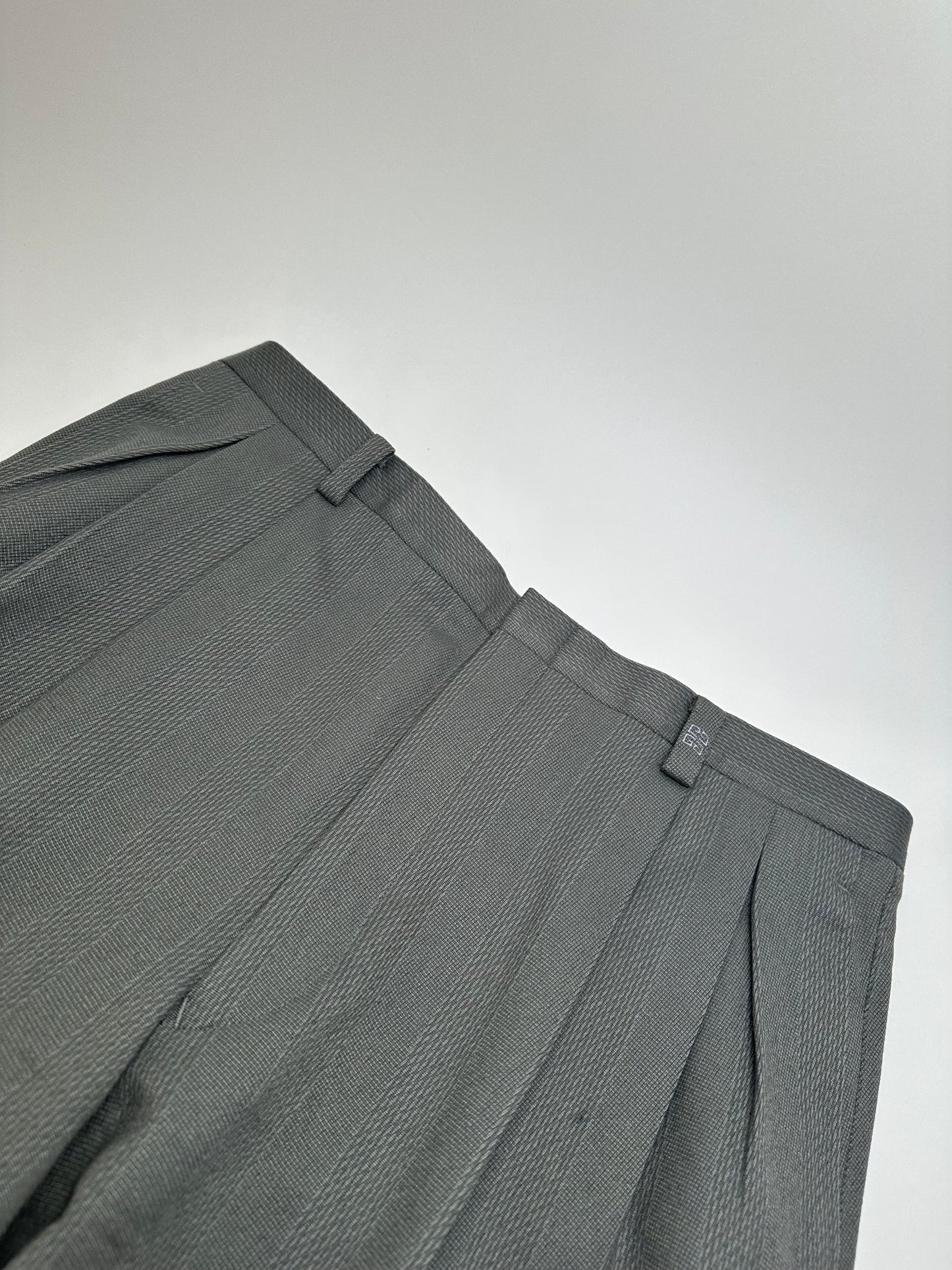 Vintage Givenchy Men's Double-Breasted Wool Suit Grey M