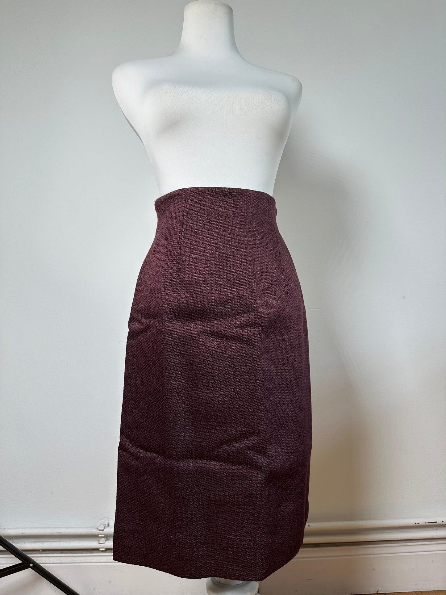 Vintage Celine Wool Blend Skirt Burgundy M