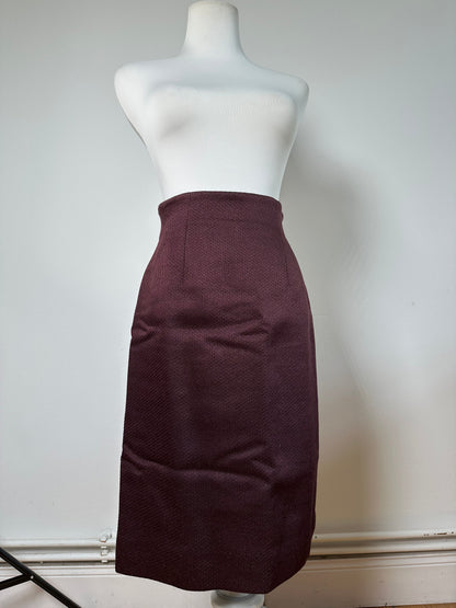 Vintage Celine Wool Blend Skirt Burgundy M