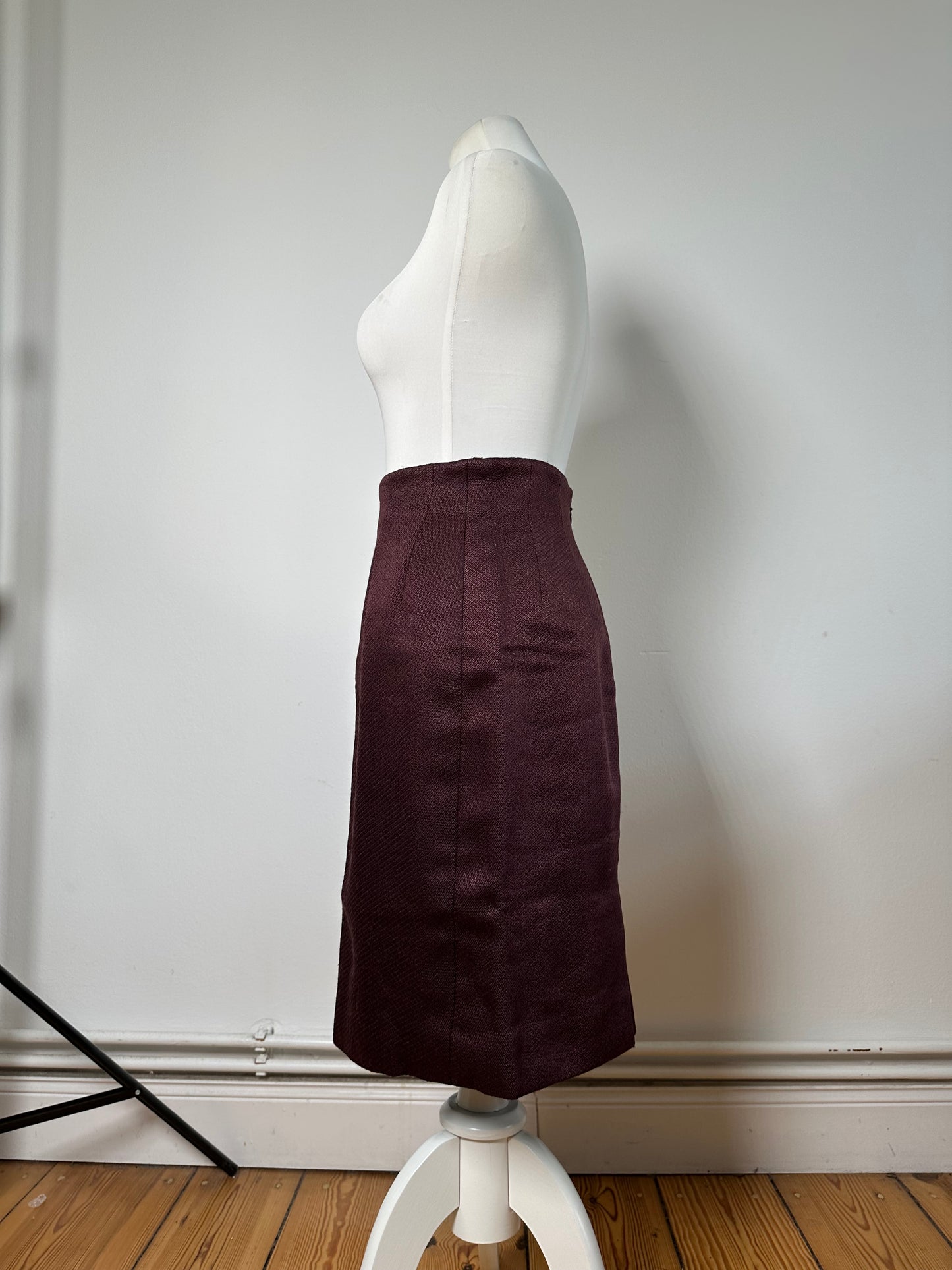 Vintage Celine Wool Blend Skirt Burgundy M