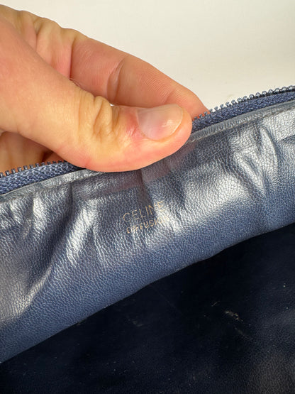 Pochette vintage en cuir monogramme macadam Céline gris marine