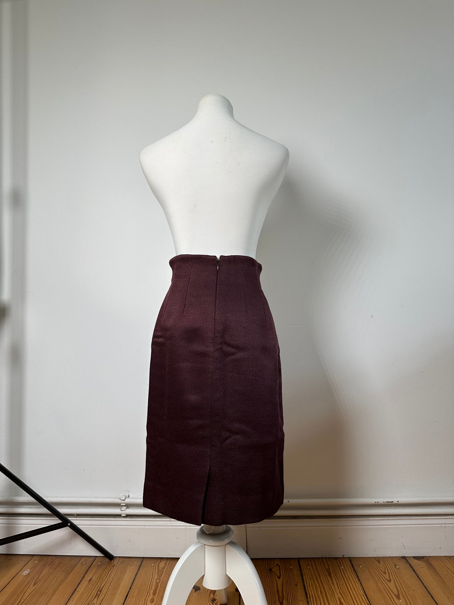 Vintage Celine Wool Blend Skirt Burgundy M