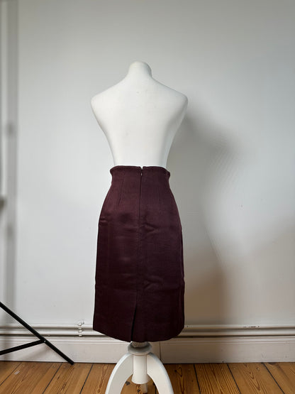 Vintage Celine Wool Blend Skirt Burgundy M