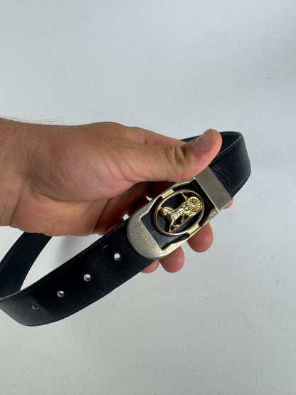 Vintage Celine Paris leather belt black