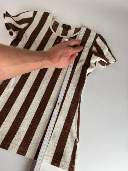 Vintage Fendi Roma Striped Shirt white brown 36/S