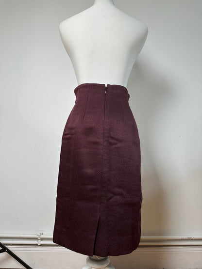 Vintage Celine Wool Blend Skirt Burgundy M