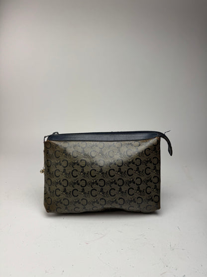 Pochette vintage en cuir monogramme macadam Céline gris marine