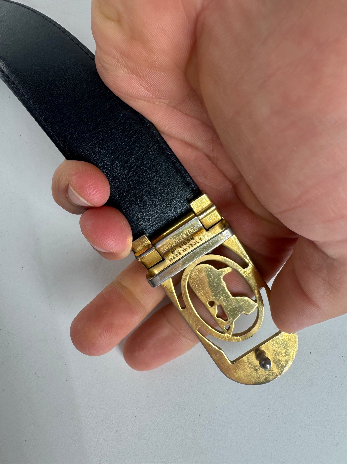 Vintage Celine Paris leather belt black