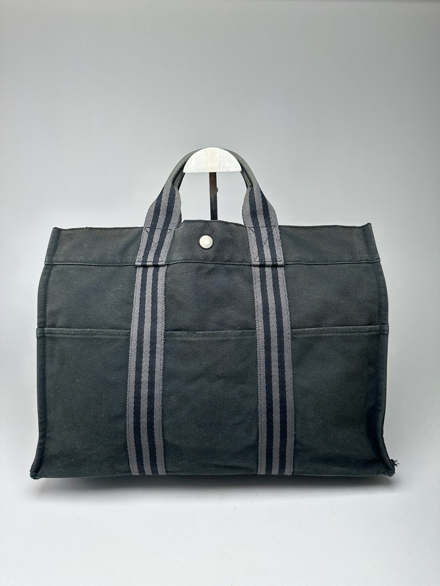Vintage Hermes Canvas Shopper Bag black