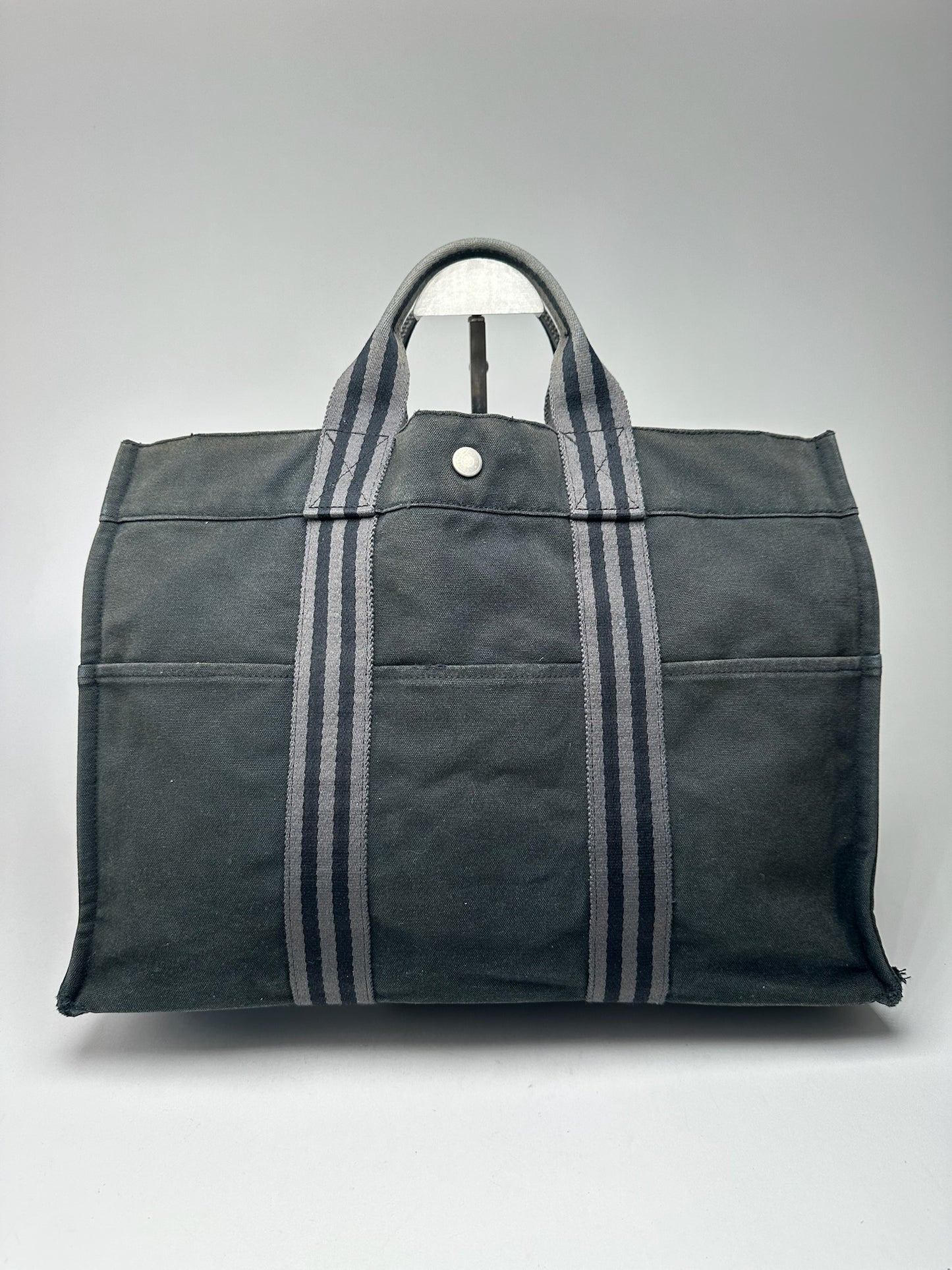 Vintage Hermes Canvas Shopper Bag black