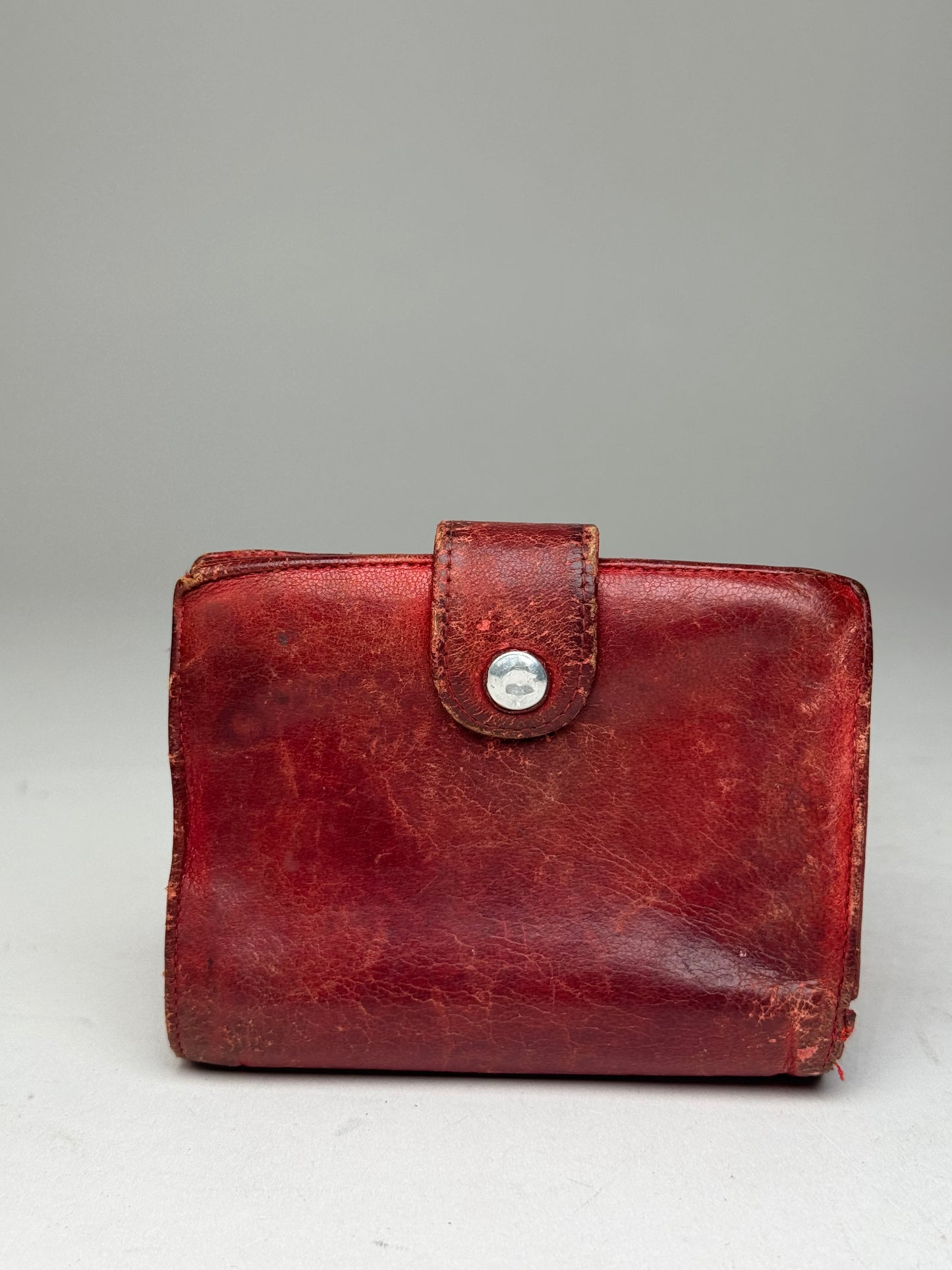 Vintage Chanel CC Leather Wallet Red