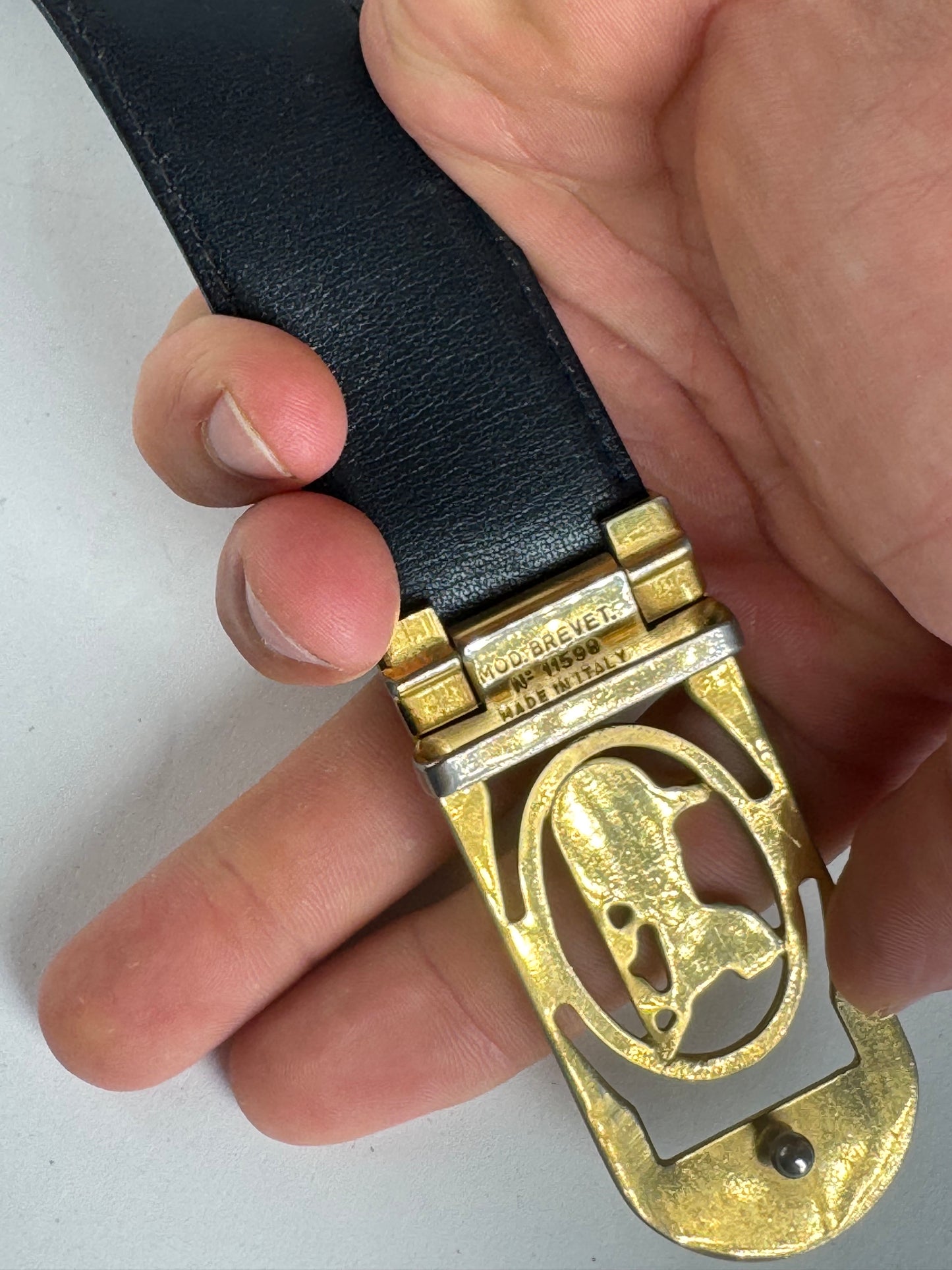 Vintage Celine Paris leather belt black