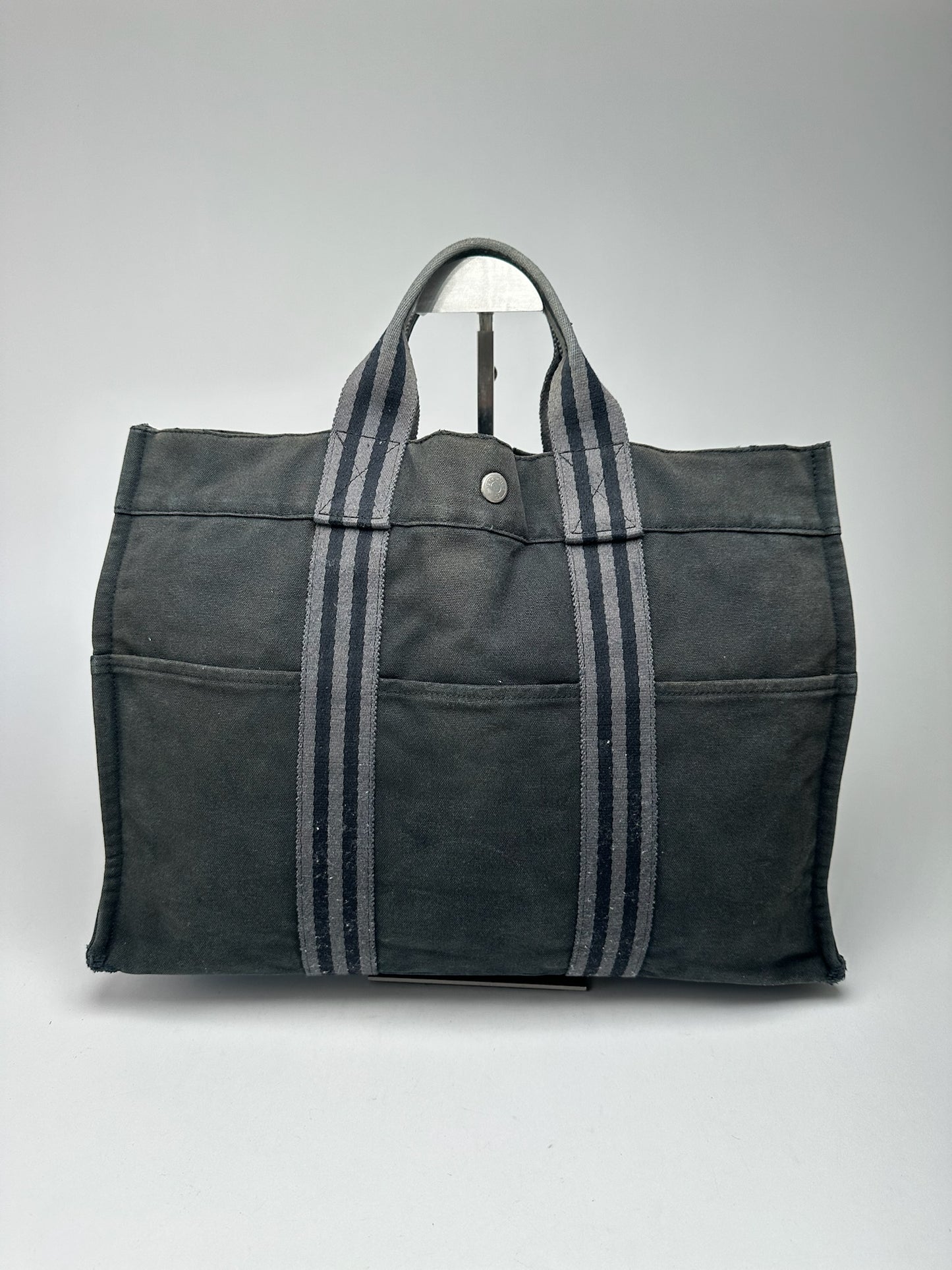 Vintage Hermes Canvas Shopper Bag black