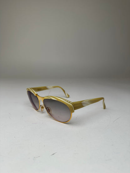 Vintage Loewe Oversized Sunglasses Gold Cream