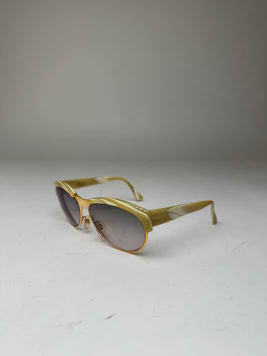 Vintage Loewe Oversized Sunglasses Gold Cream