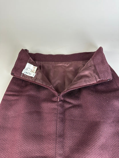 Vintage Celine Wool Blend Skirt Burgundy M