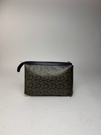 Pochette vintage en cuir monogramme macadam Céline gris marine