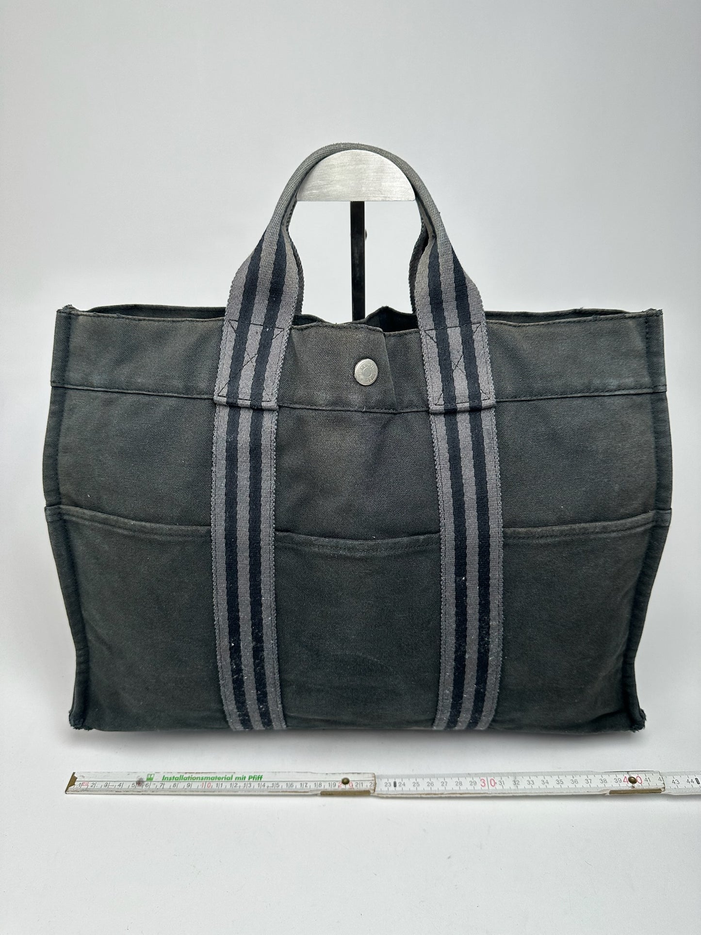 Vintage Hermes Canvas Shopper Bag black