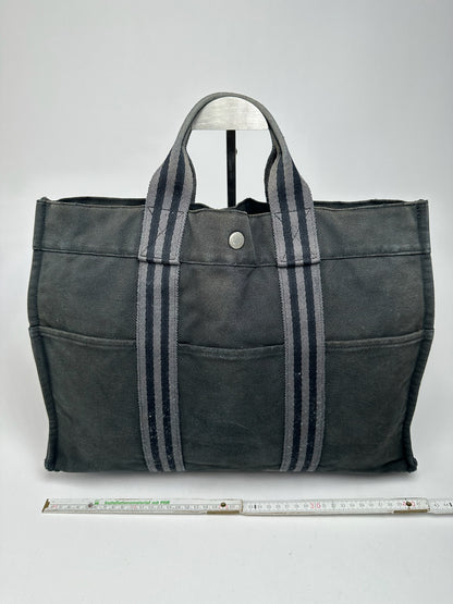 Vintage Hermes Canvas Shopper Bag black