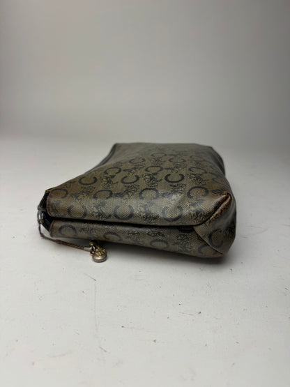 Pochette vintage en cuir monogramme macadam Céline gris marine