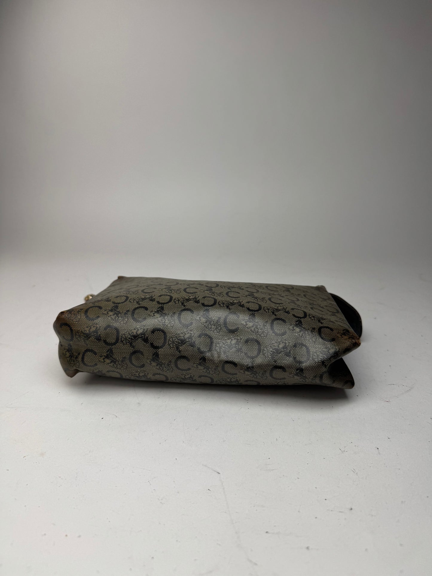 Pochette vintage en cuir monogramme macadam Céline gris marine