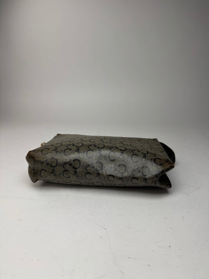 Pochette vintage en cuir monogramme macadam Céline gris marine