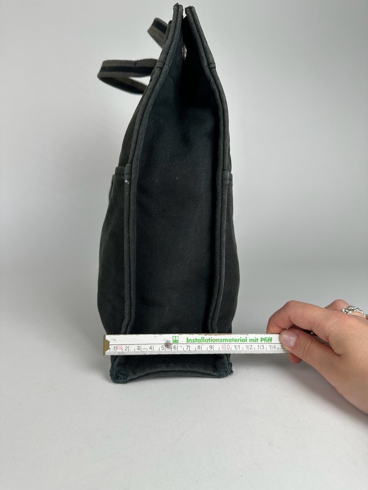 Vintage Hermes Canvas Shopper Bag black