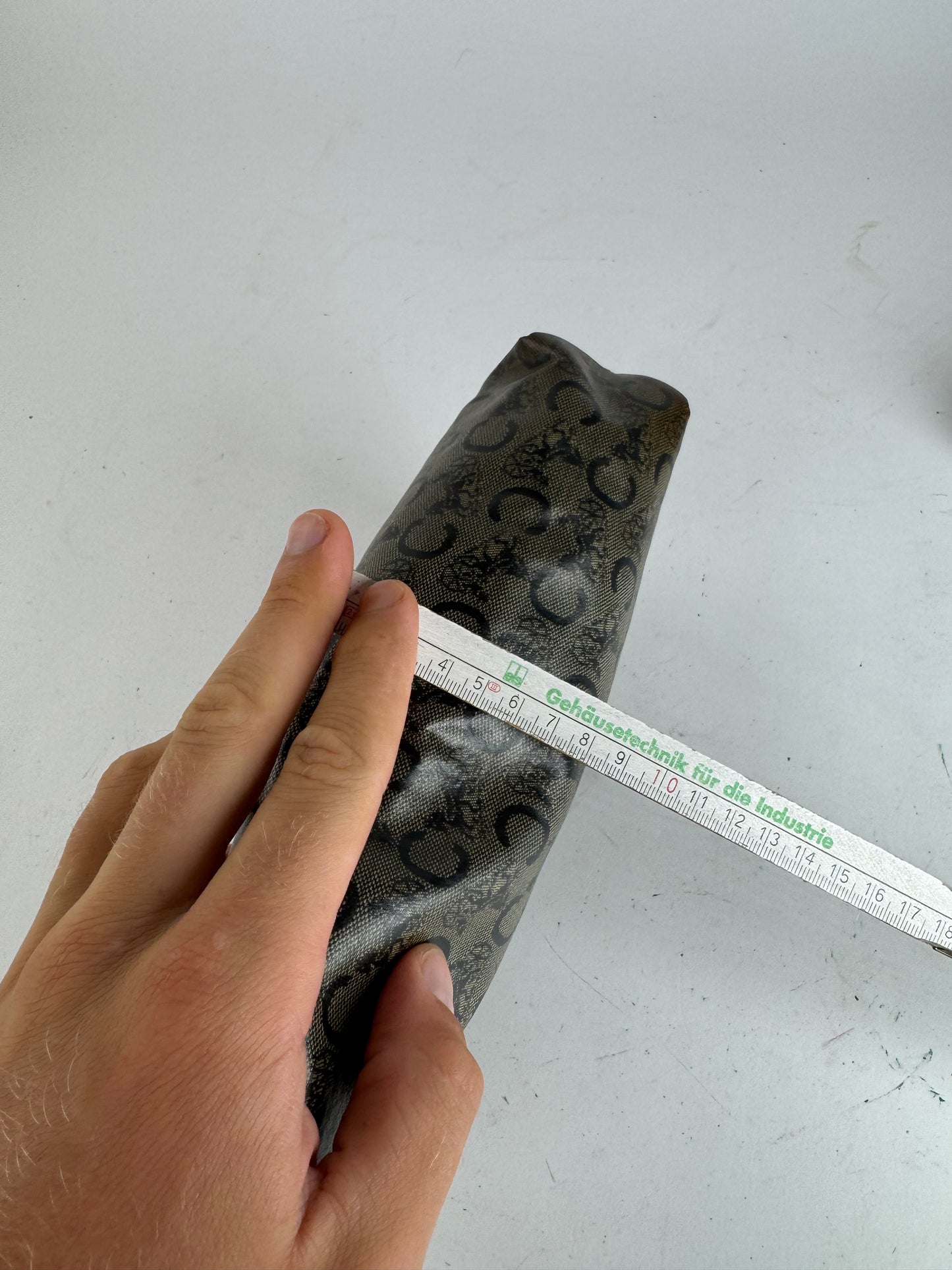 Pochette vintage en cuir monogramme macadam Céline gris marine